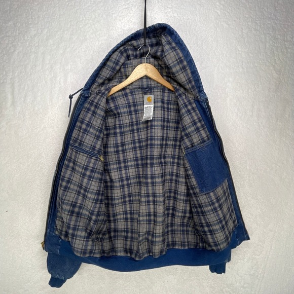 Carhartt Denim Jacket Blanket Lined Men Medium J139 DST Darkstone ASAP Rocky EUC - Picture 4 of 16